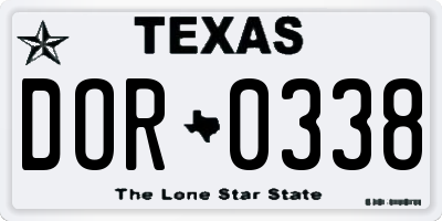 TX license plate DOR0338