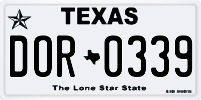 TX license plate DOR0339