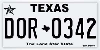 TX license plate DOR0342