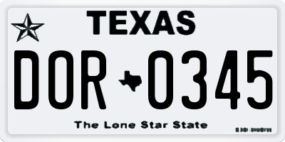 TX license plate DOR0345