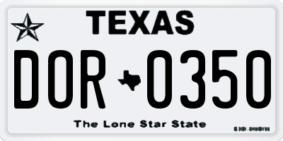TX license plate DOR0350