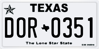 TX license plate DOR0351