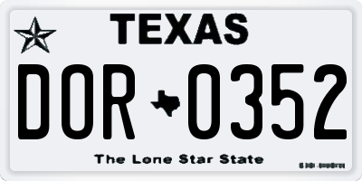 TX license plate DOR0352