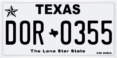 TX license plate DOR0355