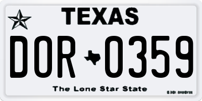 TX license plate DOR0359