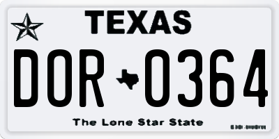 TX license plate DOR0364