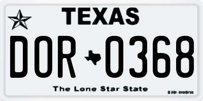 TX license plate DOR0368
