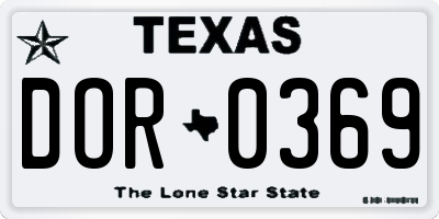 TX license plate DOR0369
