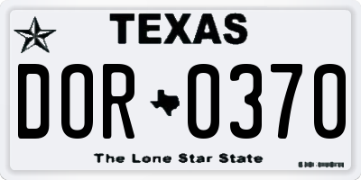 TX license plate DOR0370