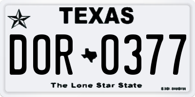 TX license plate DOR0377