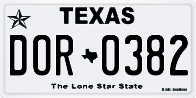TX license plate DOR0382
