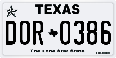 TX license plate DOR0386