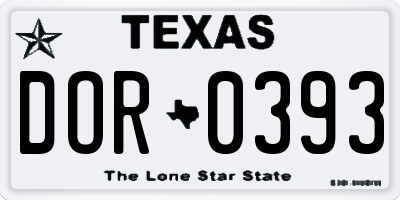 TX license plate DOR0393