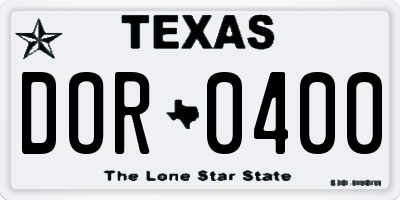 TX license plate DOR0400