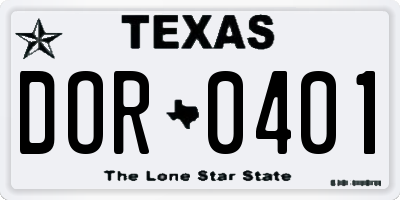 TX license plate DOR0401