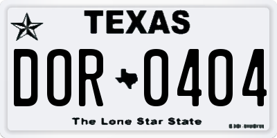 TX license plate DOR0404