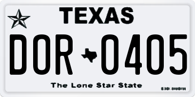 TX license plate DOR0405