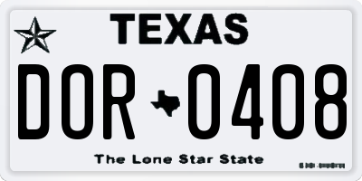 TX license plate DOR0408