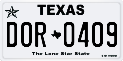 TX license plate DOR0409