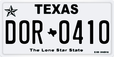 TX license plate DOR0410