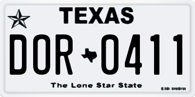 TX license plate DOR0411