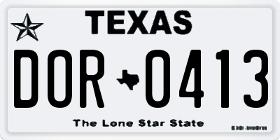 TX license plate DOR0413