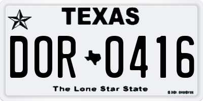 TX license plate DOR0416