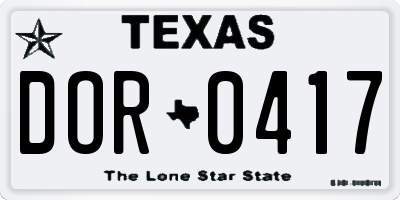 TX license plate DOR0417