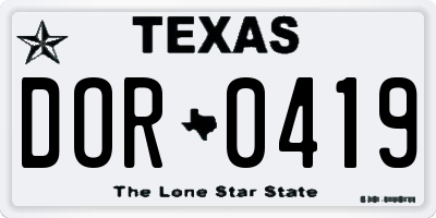 TX license plate DOR0419