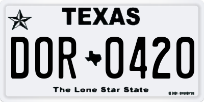 TX license plate DOR0420