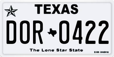 TX license plate DOR0422