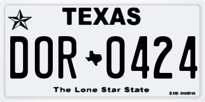 TX license plate DOR0424
