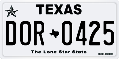 TX license plate DOR0425