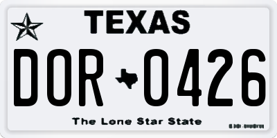 TX license plate DOR0426