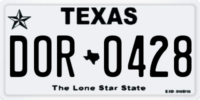TX license plate DOR0428