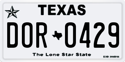 TX license plate DOR0429