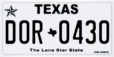 TX license plate DOR0430