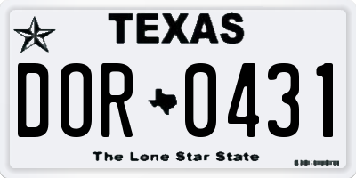TX license plate DOR0431