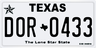 TX license plate DOR0433