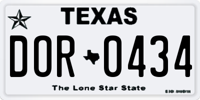 TX license plate DOR0434