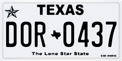 TX license plate DOR0437