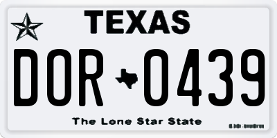TX license plate DOR0439
