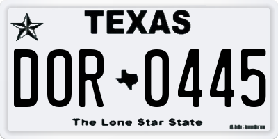 TX license plate DOR0445