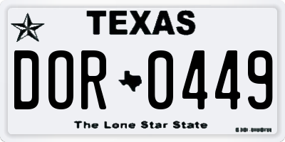 TX license plate DOR0449