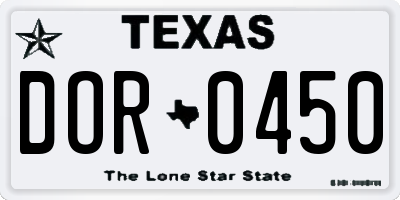 TX license plate DOR0450