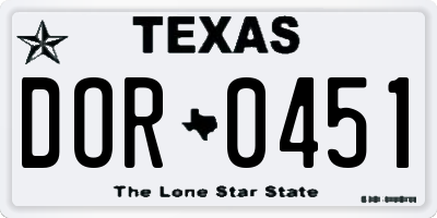 TX license plate DOR0451