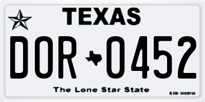 TX license plate DOR0452