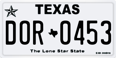 TX license plate DOR0453