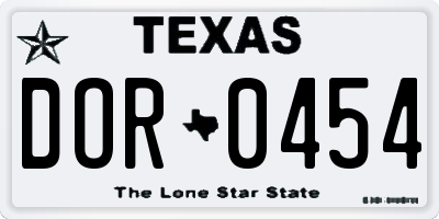 TX license plate DOR0454