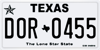 TX license plate DOR0455